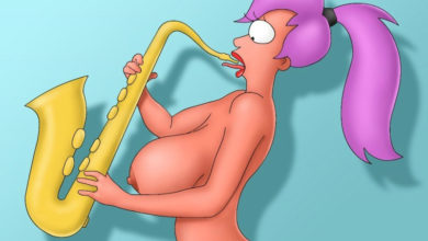 Topless Turanga Leela Plays Tuba
