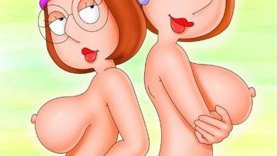Meg and Lois Griffin pose with their strap-ons